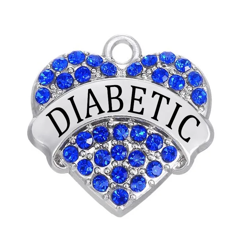 Diy Jewelry Making Medical Awareness Crystal Hearts Diabetic Charm | Украшения и аксессуары