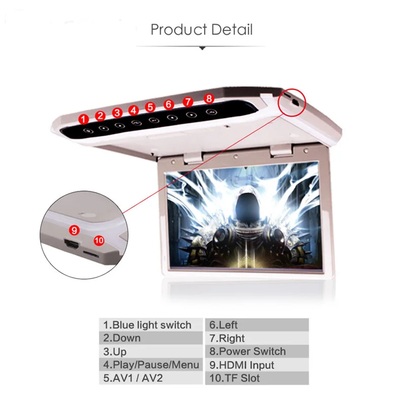 MP5 плеер с сенсорной кнопкой 10 2 дюйма монитор креплением на крышу откидной TFT ЖК