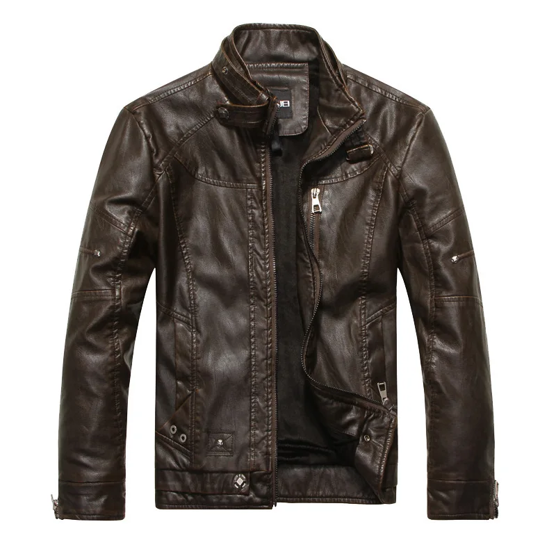 

Autumn and winter new men's motorcycle leather jacket Europe and the United States old washed leather shirt casual warm jacket