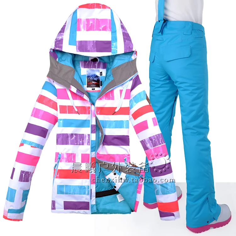 Зимняя одежда Женская лыжная куртка + брюки ветрозащитный водонепроницаемый