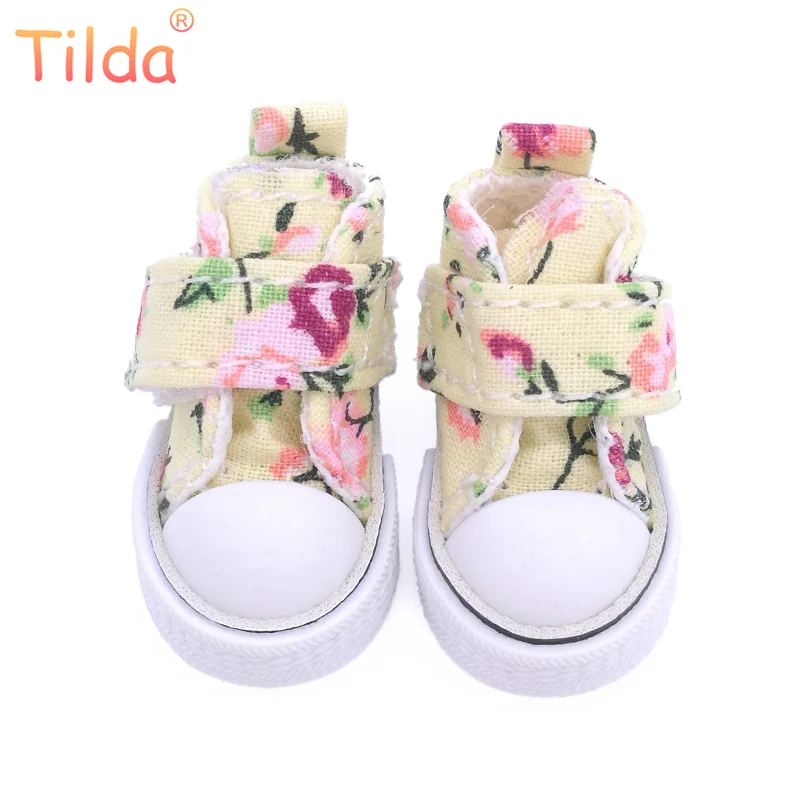 yellow sneakers Тильда 3,5 см Blyth кукольная обувь, цветочный холст Blyth обувь для Blythe OB24 BJD 1/6 обувь для KPOP аксессуары для EXO 15 см куклы - Цвет: yellow sneakers