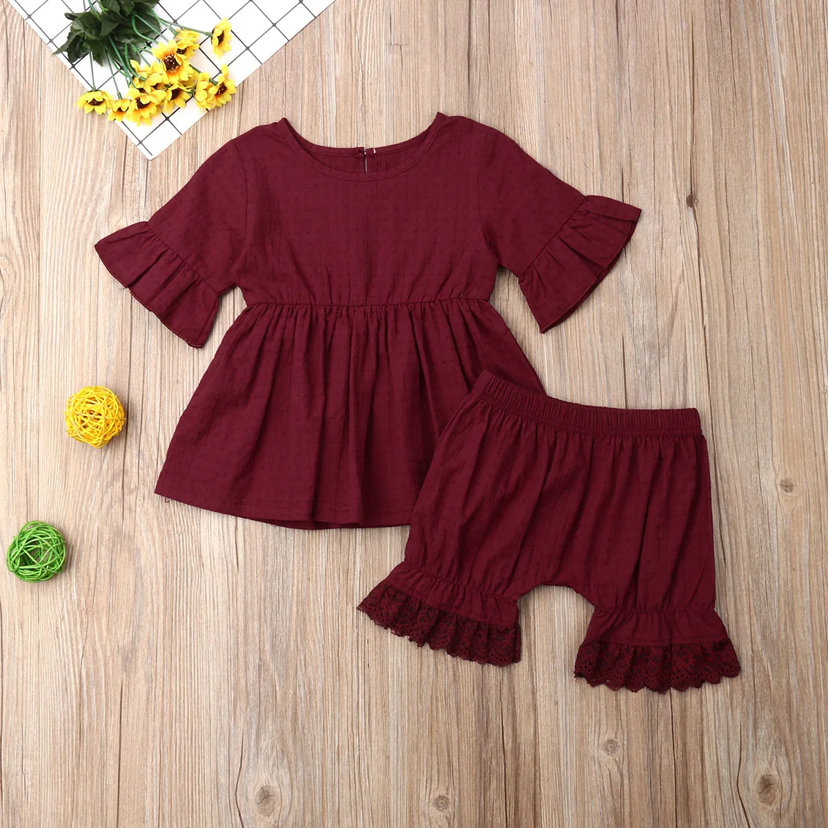 Милая одежда для маленьких девочек кофта с расклешенными рукавами платье +