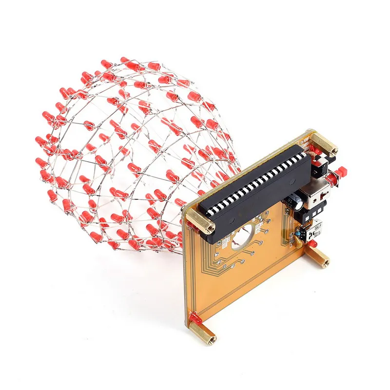 LED Cubic Ball DIY Kit Red Light Cube Electronic Remote Control Rhythm lamp Soldering Kits Brain-Training | Электронные
