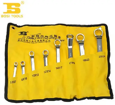 8 Pcs Metric Double Box End Wrench Set 5.5-24mm Silver Tone