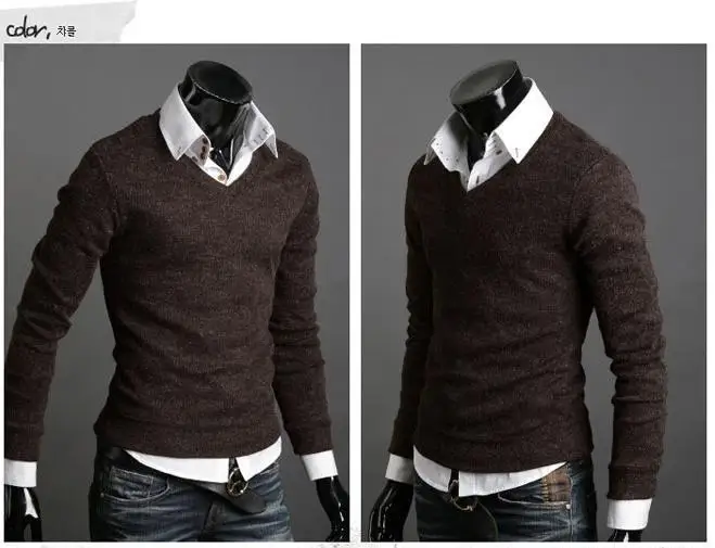 Hot sale High Quality Casual Long sleeve men V Neck Black/Grey/Purple/Yellow/Coffee/Wine red M/L/XL/XXL SweatShirt | Мужская одежда