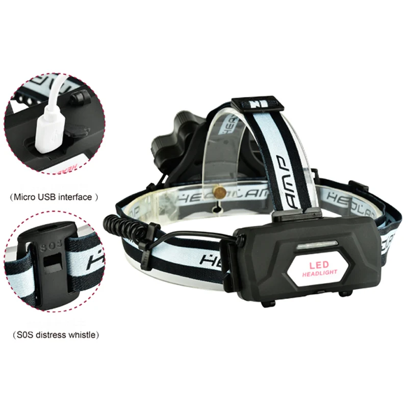 5 * XML T6 + 2 R5 18000LM светодиодный налобный фонарь USB Перезаряжаемый Головной 6 режимов