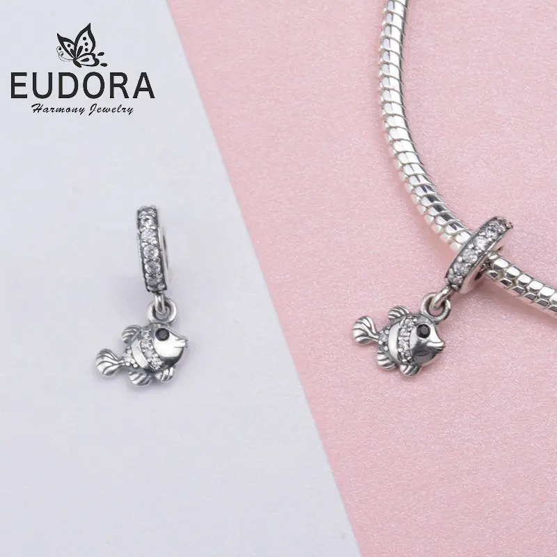 Подвески Eudora из стерлингового серебра 925 пробы в виде тропической рыбы подходят