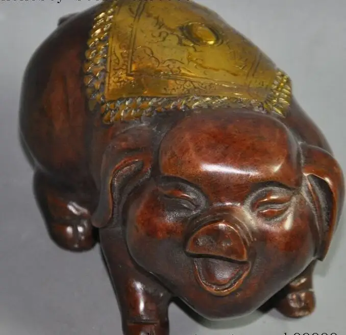 5 &quotКитайский Фэншуй бронзовое напыление животное зодиака Свинья свиной Лаки