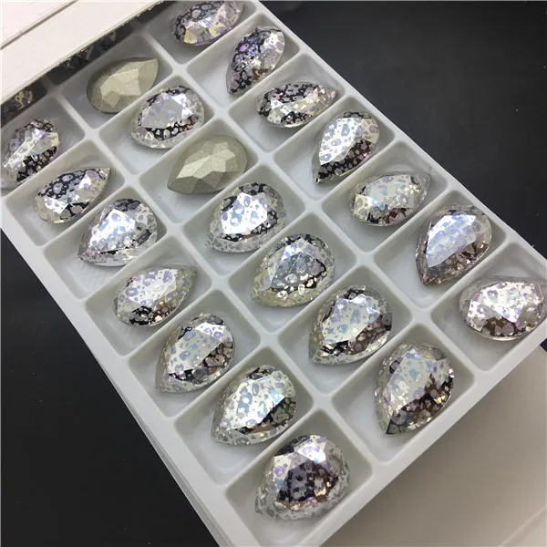 001YP Silver patina Кристалл патина 13X18 мм 10x14 мм каплевидный кристалл необычный камень K9 стеклянные капельки бусины качество изготовления ювелирных изделий - Цвет: 001YP Silver patina
