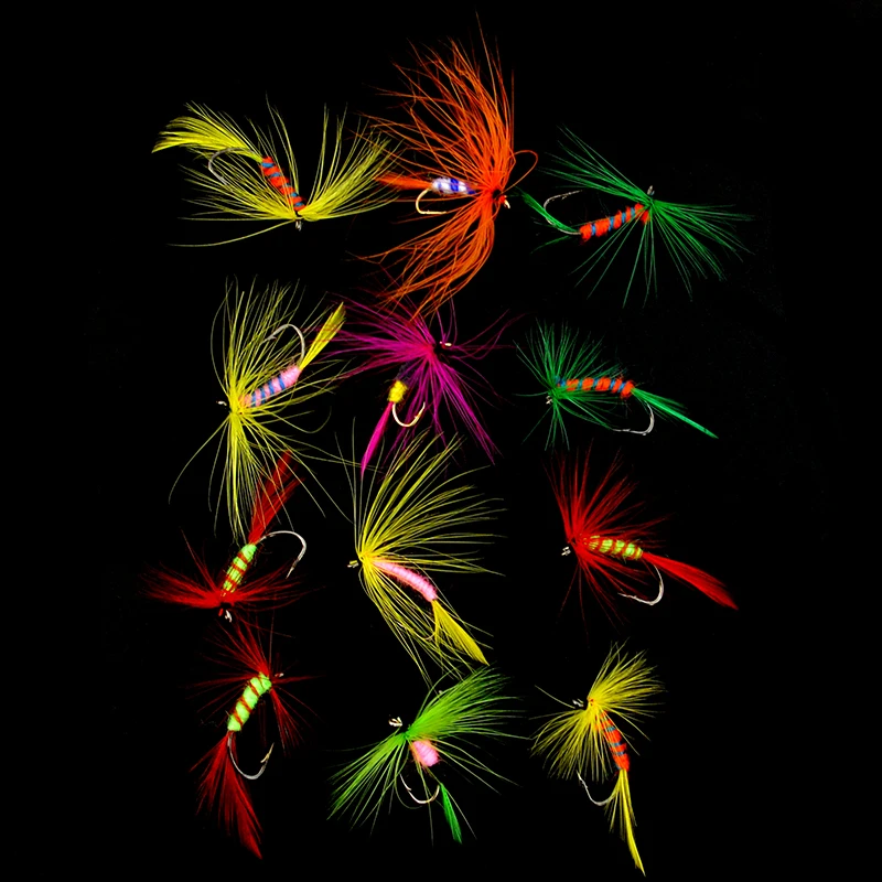 Мушек для ловли нахлыстом 12 шт./компл. завязывания насекомых с Крючки лосось