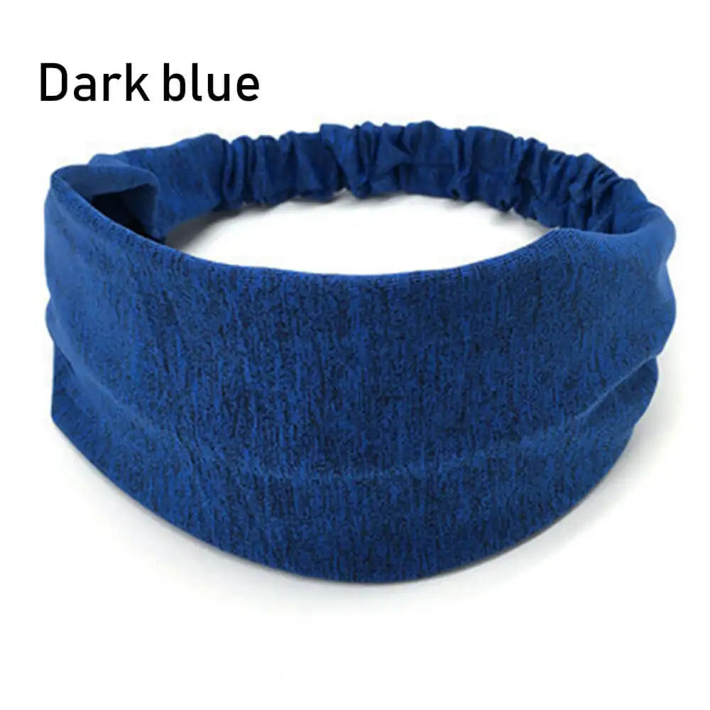 dark blue Новая эластичная повязка на голову для йоги, спортивный Напульсник для женщин/мужчин, Спортивная резинка для волос, тюрбан, уличный спортивный напульсник спортивная повязка - Цвет: dark blue