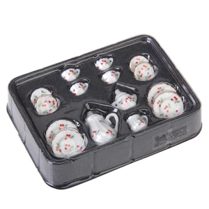 15 шт. миниатюрная столовая посуда для кукольного домика фарфоровый чайный набор тарелка чашка красная вишня