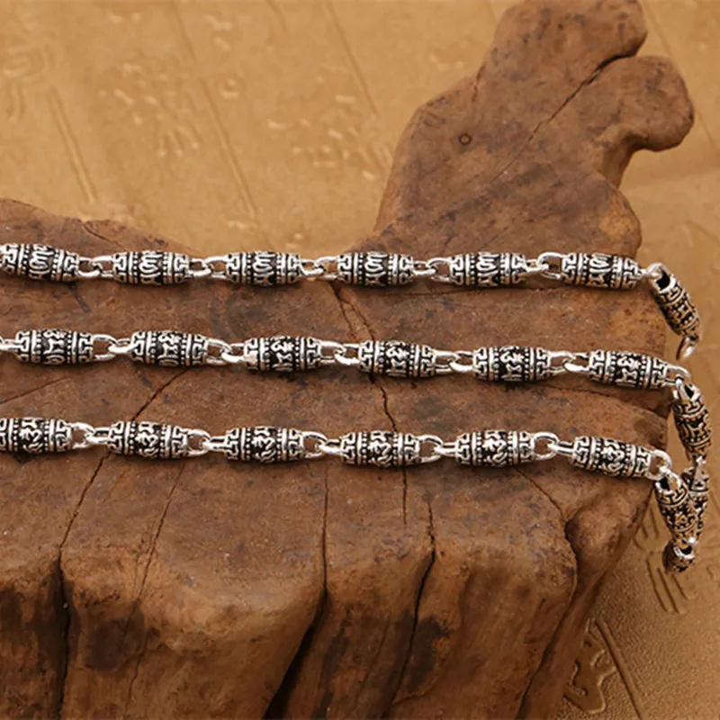 55g 100% 925 Sterling Silver Jewelry Choker Necklace 5MM Chain Men&ampWomen Gift Thai Mantra Charms Long &amp Pendant | Украшения и