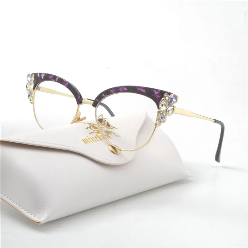 Женские сексуальные кошачьи очки оправа для женщин с бриллиантами пластиковая