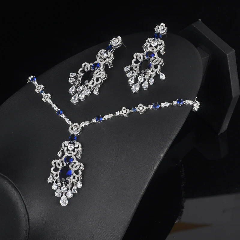 Classic Redesign Sparking Around Necklace Set Full Cubic Zirconia Stone Jewelry Sets Women Bridal Dress Accessories Gift S-011 | Украшения