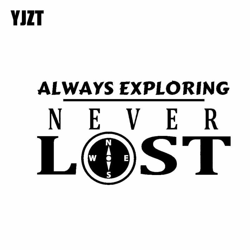 

YJZT 16.5CM*8.9CM ALWAYS EXPLORING NEVER LOST Decal Vinyl Car Sticker Compass Black Silver C10-01156