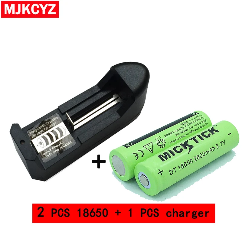 2 шт. 18650 3 7 V 2800mAh батареи литий ионный перезаряжаемый фонарик + 16340 14500 AA AAA