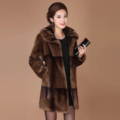 Short brown Женская куртка из меха норки размера плюс, роскошное зимнее пальто, модные утолщенные меховые пальто, свободные женские теплые высококачественные меховые куртки s Parka - Цвет: Short brown