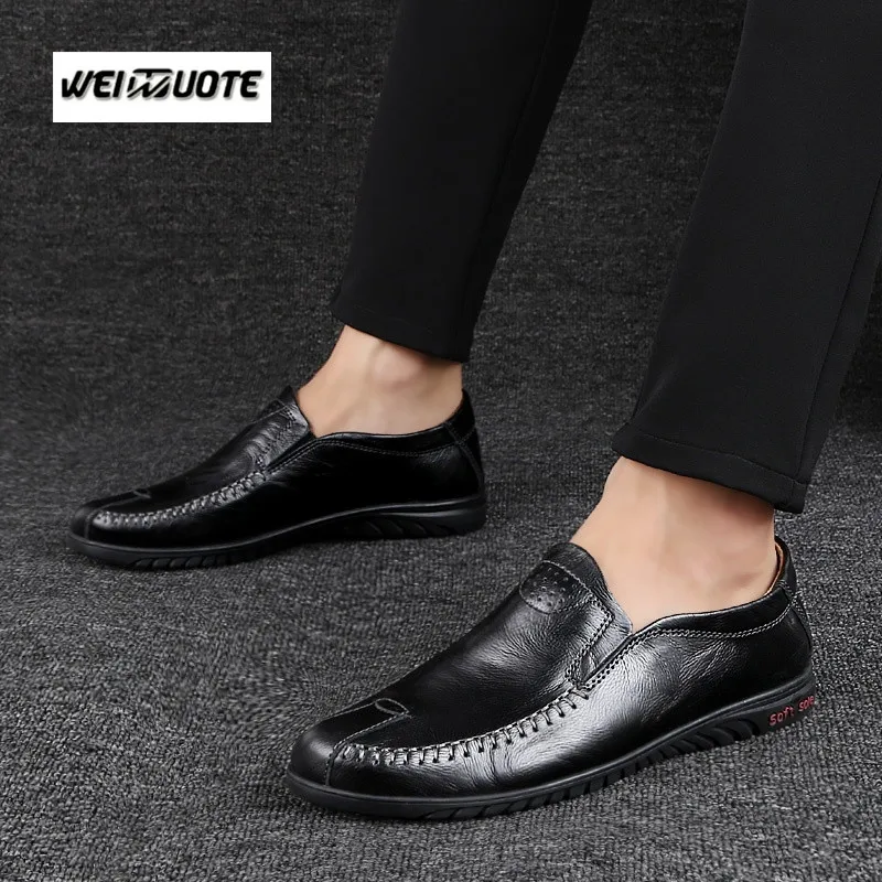 WEINUOTE New Fashion Men's Business Leather Shoes Men Soft Loafers Casual Lazy shoes Flats Comfy Driving | Обувь