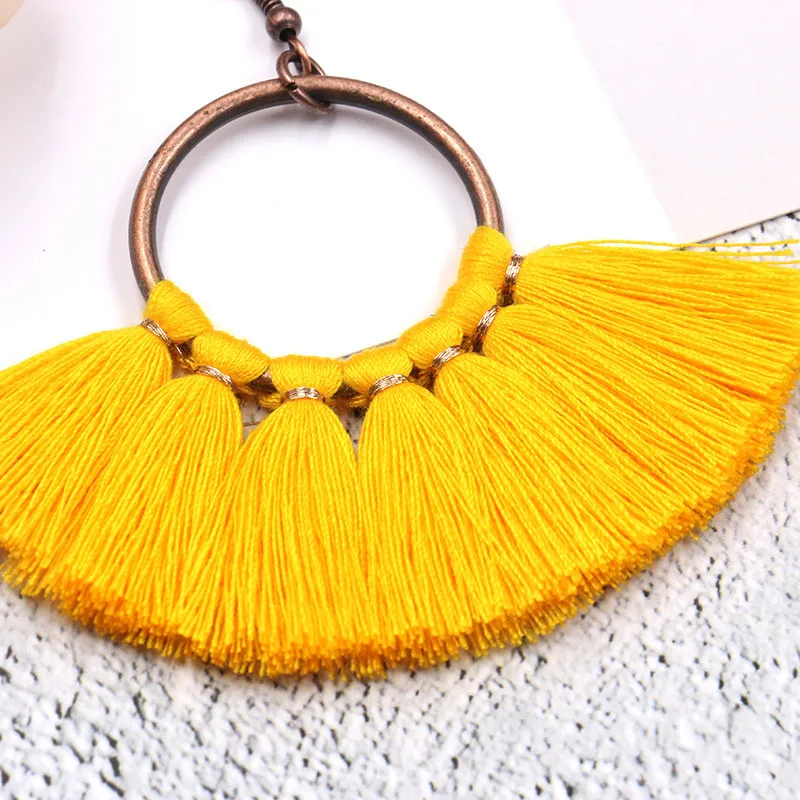 Серьги ручной работы с кисточками для женщин этнические большие серьги-капли