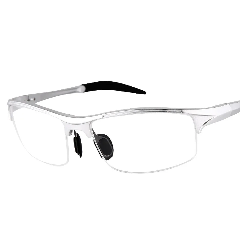 Silver frame Модные деловые мужские очки, оправа, новые спортивные очки с алюминиево-магниевой оправой, оптические простые очки, подходят для близорукости - Цвет линз: Silver frame