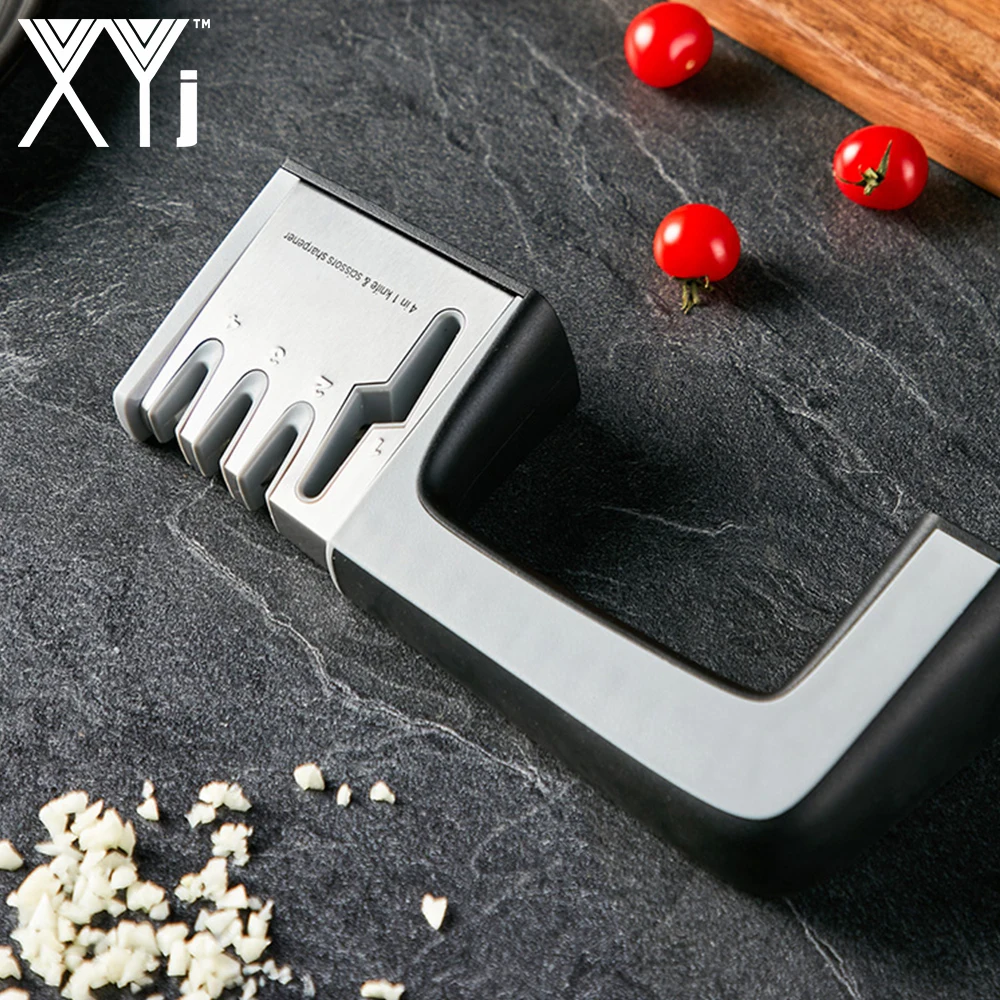 Кухонные ножи XYj точилки 4 в 1 кухонные и заточка для ножниц 3-ступенчатые ручные