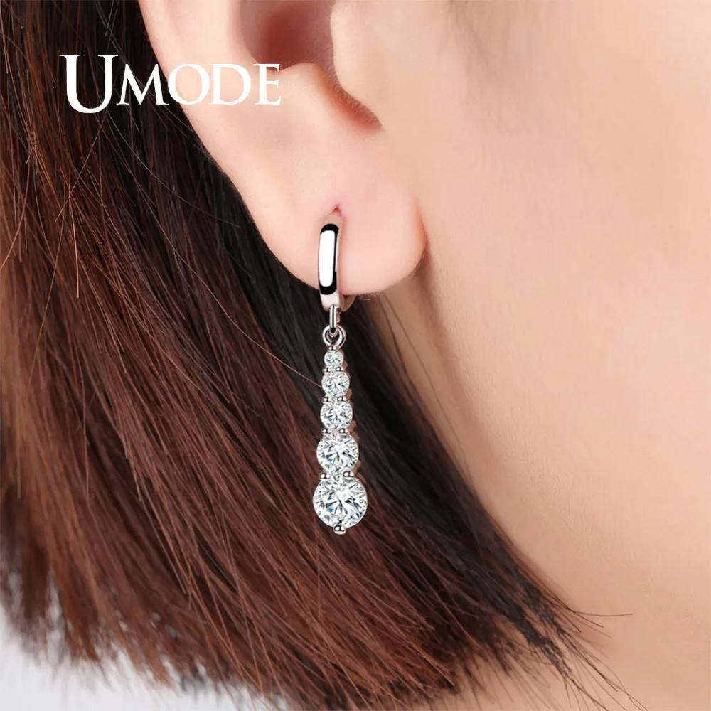 Женские серьги подвески с фианитами UMODE новые модные ювелирные изделия
