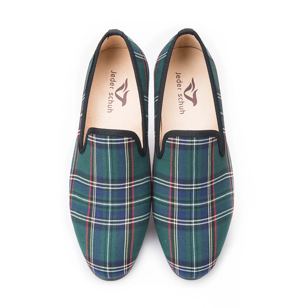 Мужские тканевые Лоферы Scotch Plaid красные и синие повседневные лоферы на плоской