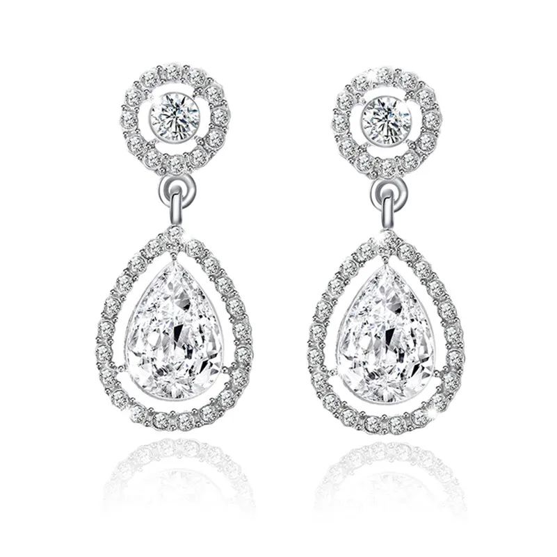 Женские длинные серьги капельки e0252 в классическом стиле|weddings earings fashion jewelry|crystal