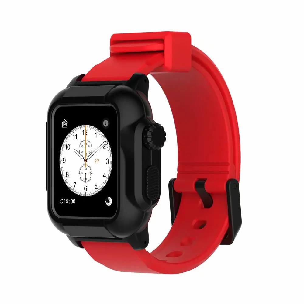 Водонепроницаемый корпус ремешки для часов Apple Watch Series 2/3 42 мм Плавание Серфинг силиконовые водонепроницаемые часы ремешок