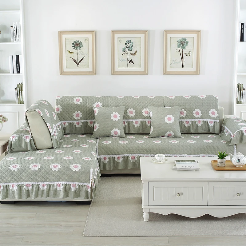 Мода пастырской стиль хлопок плед диванную l образный диван крышка скольжению