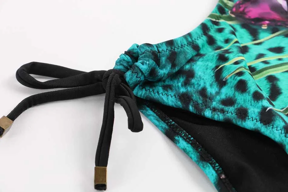 Высококачественный Цельный купальник на бретельках, женский сексуальный купальник с глубоким v-образным вырезом, Цельный купальник с леопардовым 3D Цифровым принтом, комбинезон, купальный костюм