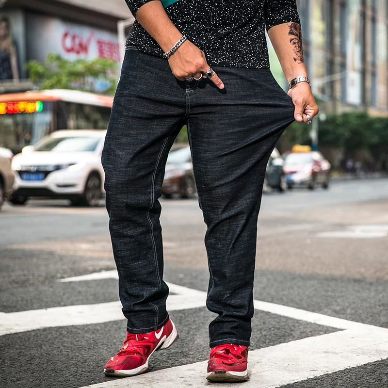 2019 новая мода уличная Мужская эластичная кулиска на талии джинсы Винтаж черные