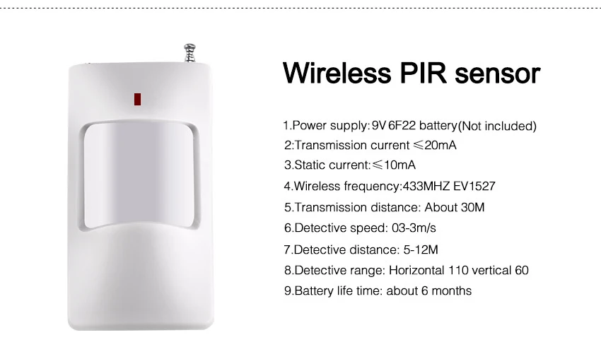 Беспроводной пассивный инфракрасный датчик движения PIR сенсор для 433 МГц Wifi/GSM/PSTN домашняя охранная сигнализация