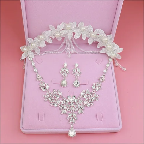 Fig Дизайн от Moda Flor de Cristal Brincos de Noiva, 3 шт., Colares Coroas Tiaras Nupcial Do Casamento Conjuntos de Joias Acessorios - Окраска металла: Fig