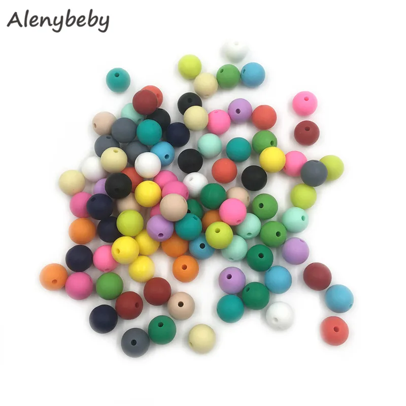 mix color 100pc силиконовый для детей для прорезывания зубов бусины 15 мм безопасный пищевой Клас Уход жевательные круглые Без БФА, силиконовый бисер зубное кольцо для ребенка ожерелье - Цвет: mix color