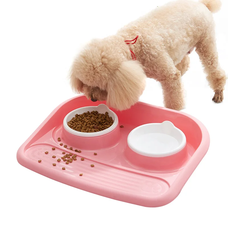 Pawstrip 4 цвета Пэт собака чаша миска для воды или еды кормушка щенок миска для воды Нескользящая собака двойные чаши без разлива ПЭТ Чаша 43x35x8 см