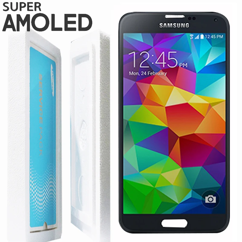 Черный Белый Оригинал 5 1 ''SUPER AMOLED для SAMSUNG Galaxy S5 G900F G900H ЖК-дисплей кодирующий