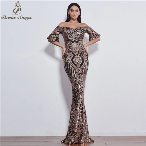 Стихи песни стиль элегантные вечерние платья Длинные vestido de festa longo платье для выпускного вечера robe de soiree вечерние платья для женщин - Цвет: Color As Picture