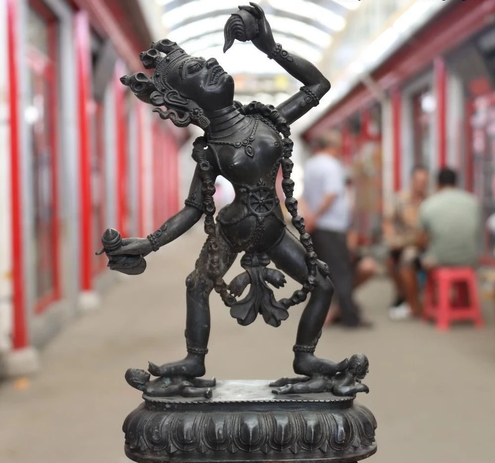 Старая тибетская фиолетовая Бронзовая статуя Vajrayogini Vajravarahi Kalachakra богиня тара |