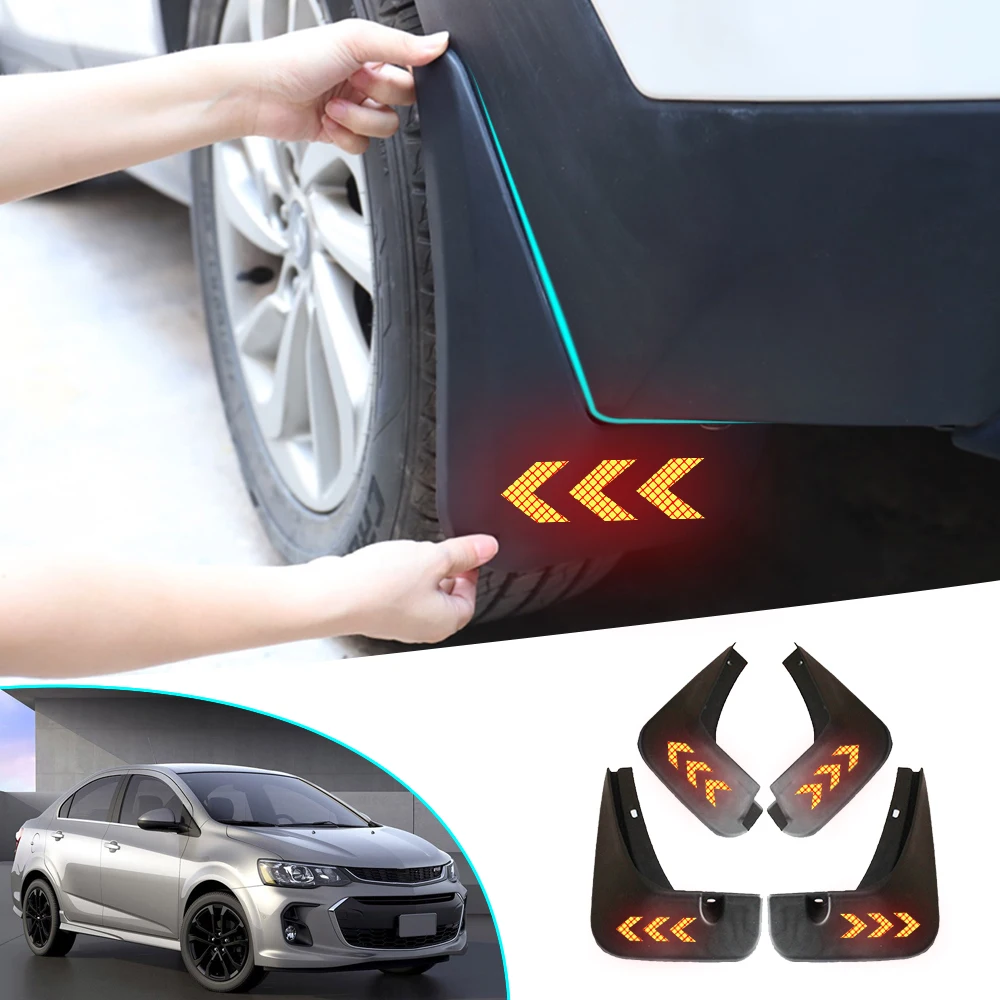 Автомобильные Брызговики для Chevrolet Aveo Sonic зубная щётка TM Barina 4Dr седан- крыло светоотражающий логотип Предупреждение вспышек брызговики 4 шт