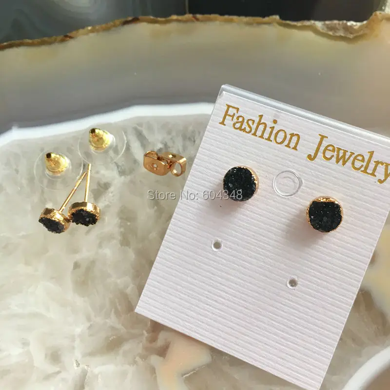 5 пар милый Размер 6 мм серьги ювелирные изделия черного цвета золотой цвет