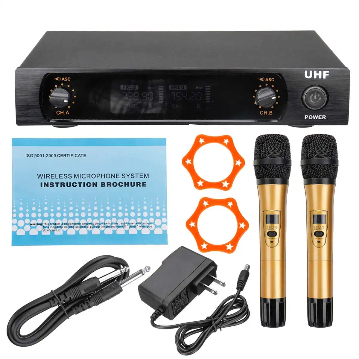 Двойной Профессиональный ручной UHF беспроводной микрофон Система беспроводной регулируемый микрофон для караоке системы DJ KTV домашние Вечерние - Цвет: Цвет: желтый
