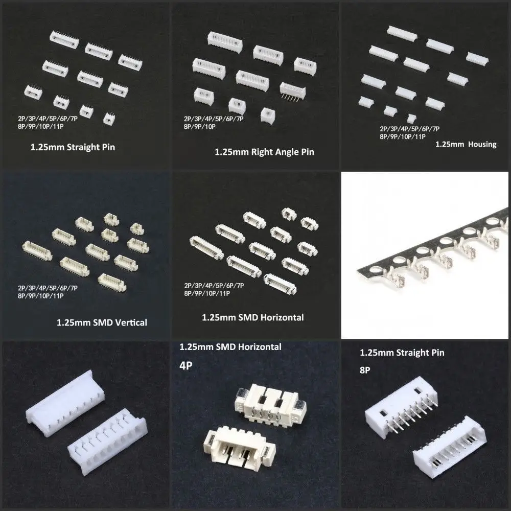 Разъем 1 25 мм SMD/корпус/прямой/прямоугольный штырьковый обжимной разъем 2P