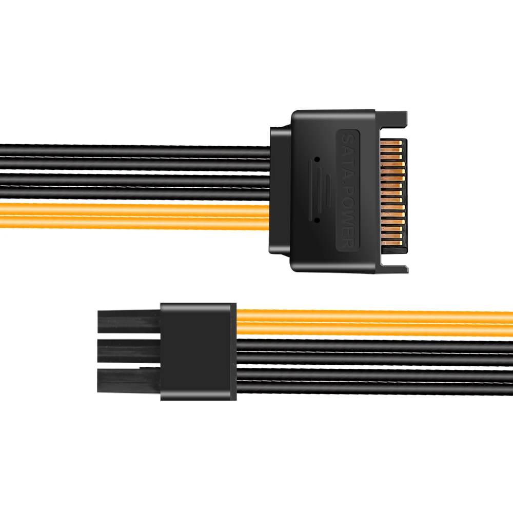 Kebidu 15pin 20 см PCIe PCI e SATA мощность до 6pin Экспресс адаптер кабель для