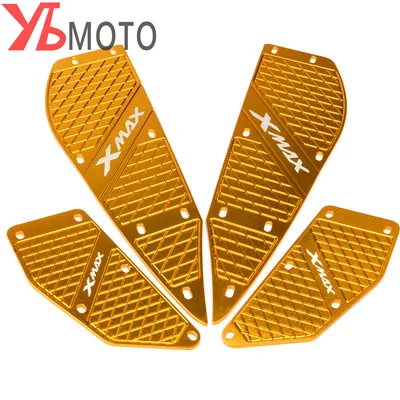 Gold Модифицированные части мотоцикла коврики CNC подножка подножки Педальный из алюминиевого сплава пластина для Yamaha xmax XMAX X-MAX 250 300 - Цвет: Gold