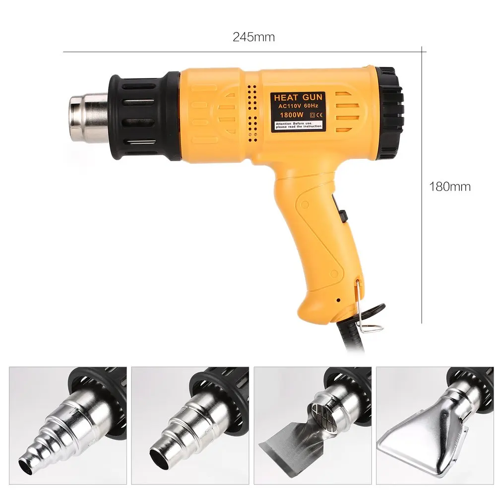 

1800W Digital LCD Electric Hot Air Heat Gun Temperature Fan Adjustable Shrink Paint Stripper Rework DIY Tool+Nozzle Drop Shpip