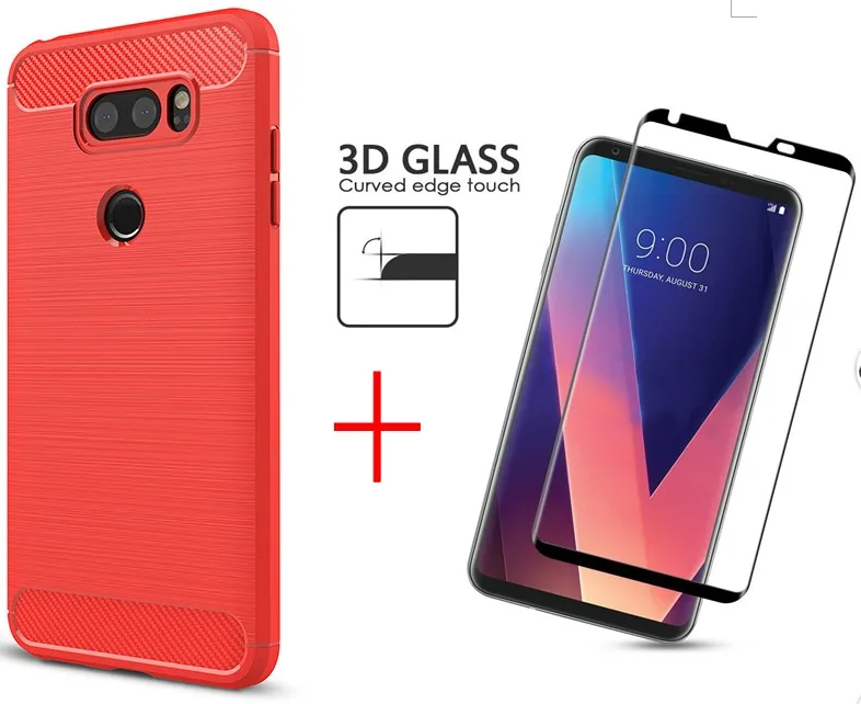 Для Fundas LG V30 Чехол Мягкий ТПУ/углеродное волокно чехол для и 3D изогнутый полный