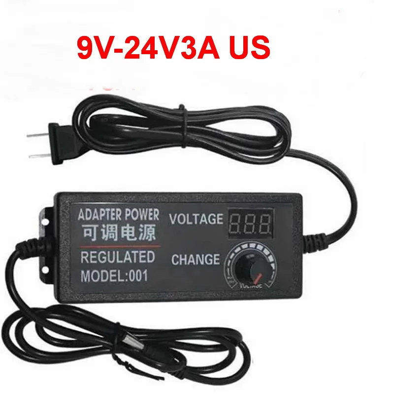 9V-24V 3A US Plug 1 шт. регулируемый 3V 4V 5V 6V 7 8 9V 10V 12V 13,5 V 14V 15V 16V 18V 19V 20V 21V 24V 2A 3А 5А блок питания дисплей экран - Цвет: 9V-24V 3A US Plug