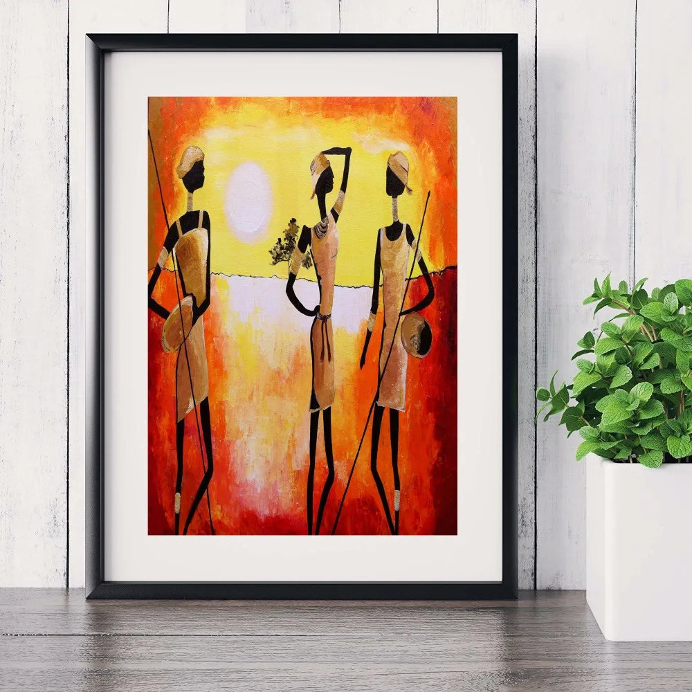 3 Панели африканские женщины современный постер искусство настенные картины